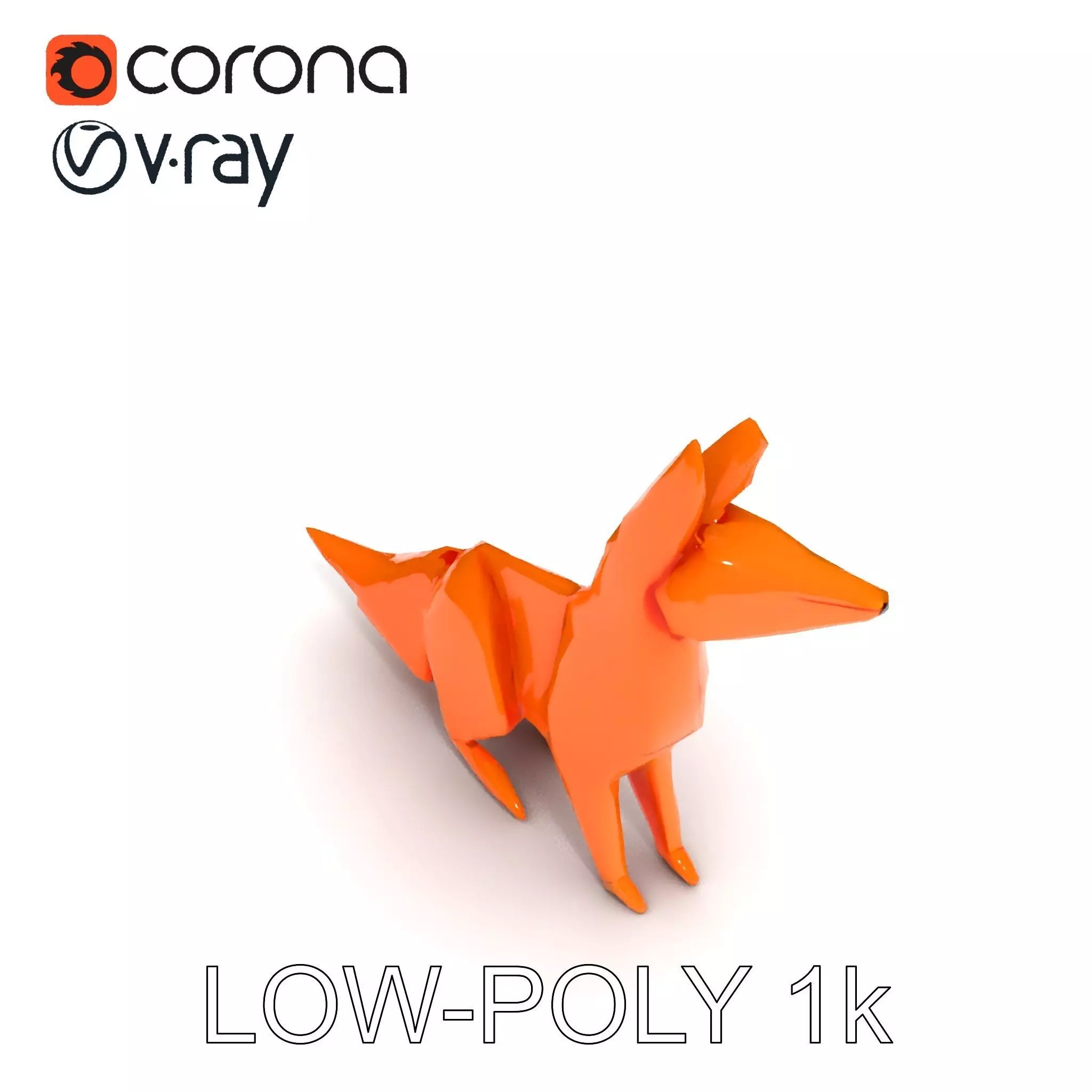 Origami Fox D Model Pack Low-poly 3D model_0