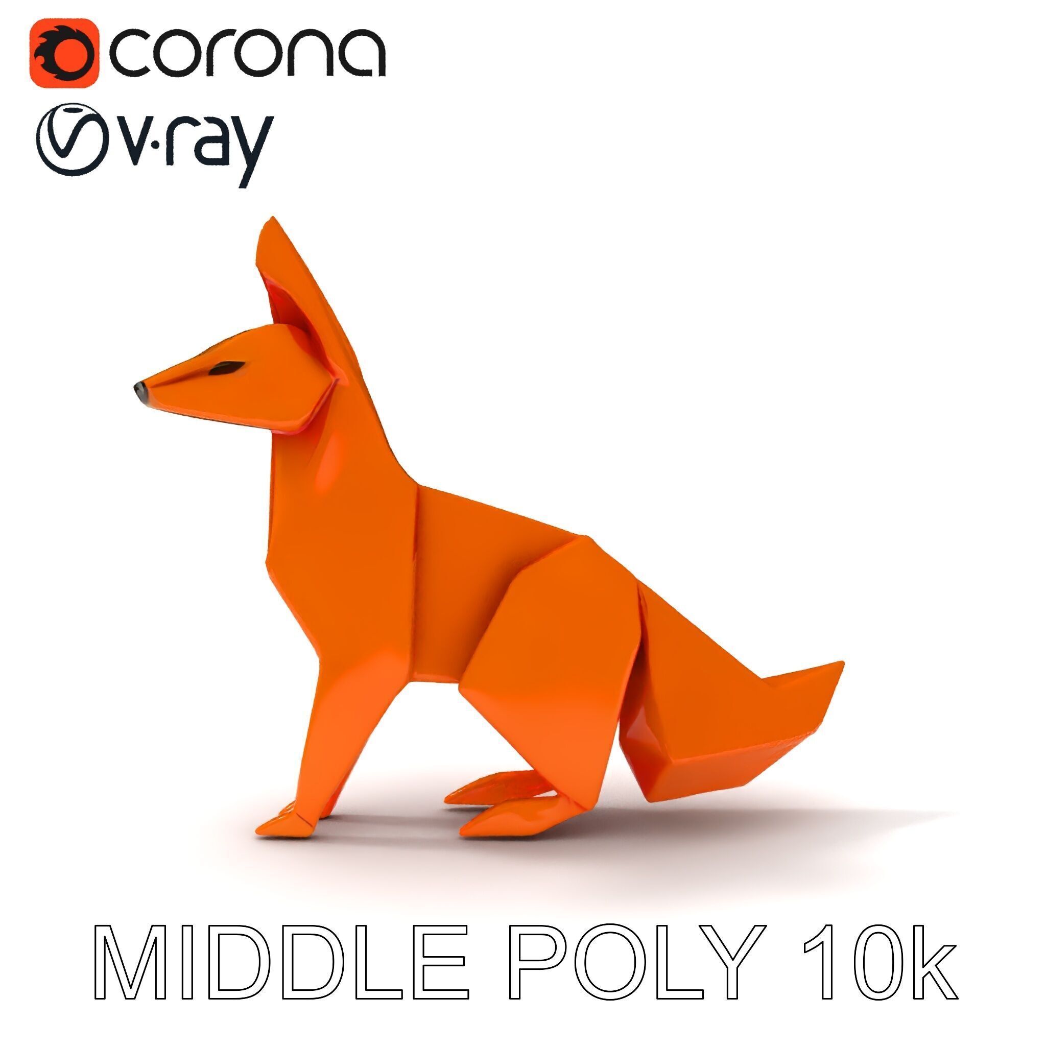 Origami Fox D Model Pack Low-poly 3D model_6