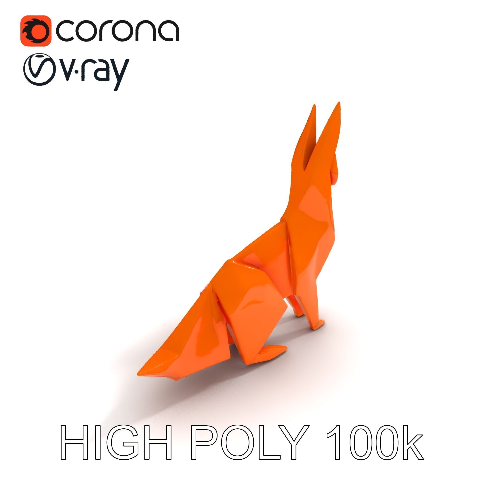 Origami Fox D Model Pack Low-poly 3D model_2