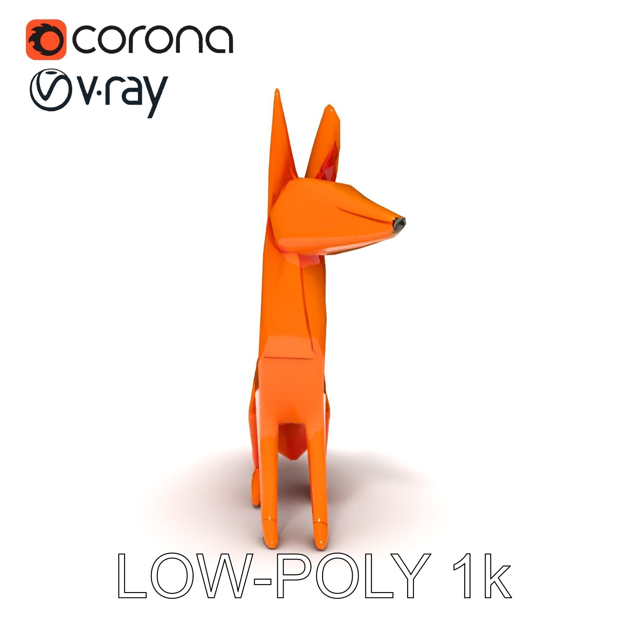 Origami Fox D Model Pack Low-poly 3D model_25