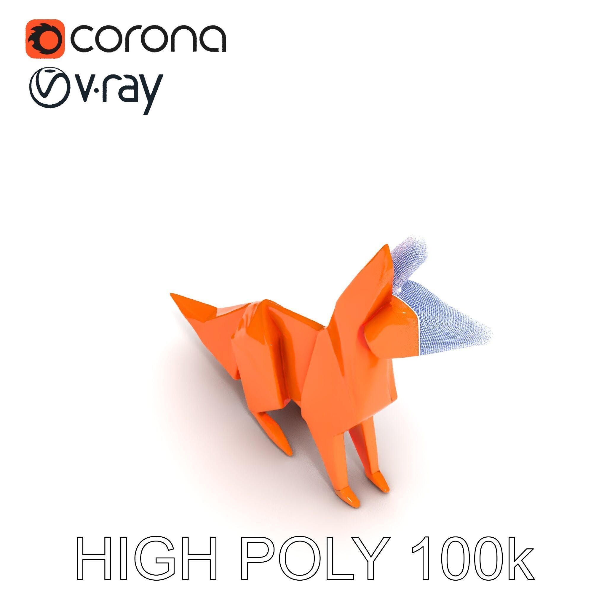 Origami Fox D Model Pack Low-poly 3D model_13