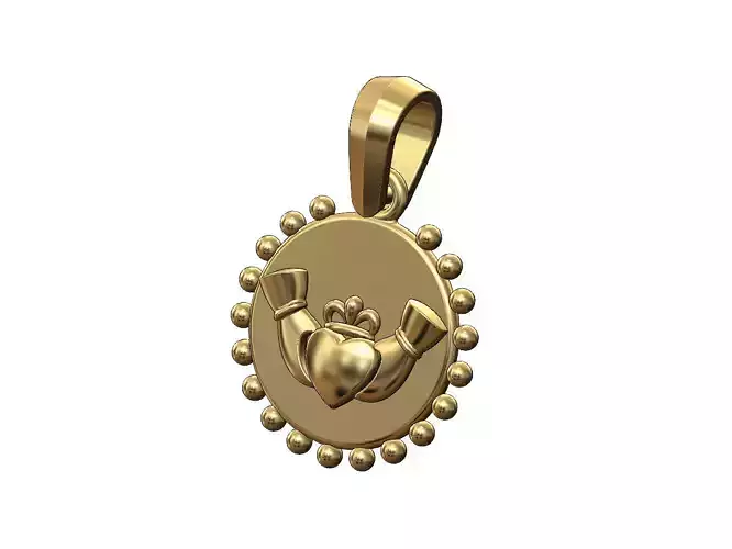 Claddagh heart crown beaded coin pendant charm