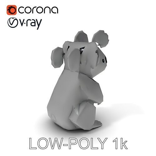 Origami Koala Model Pack for D Environments Low-poly 3D model