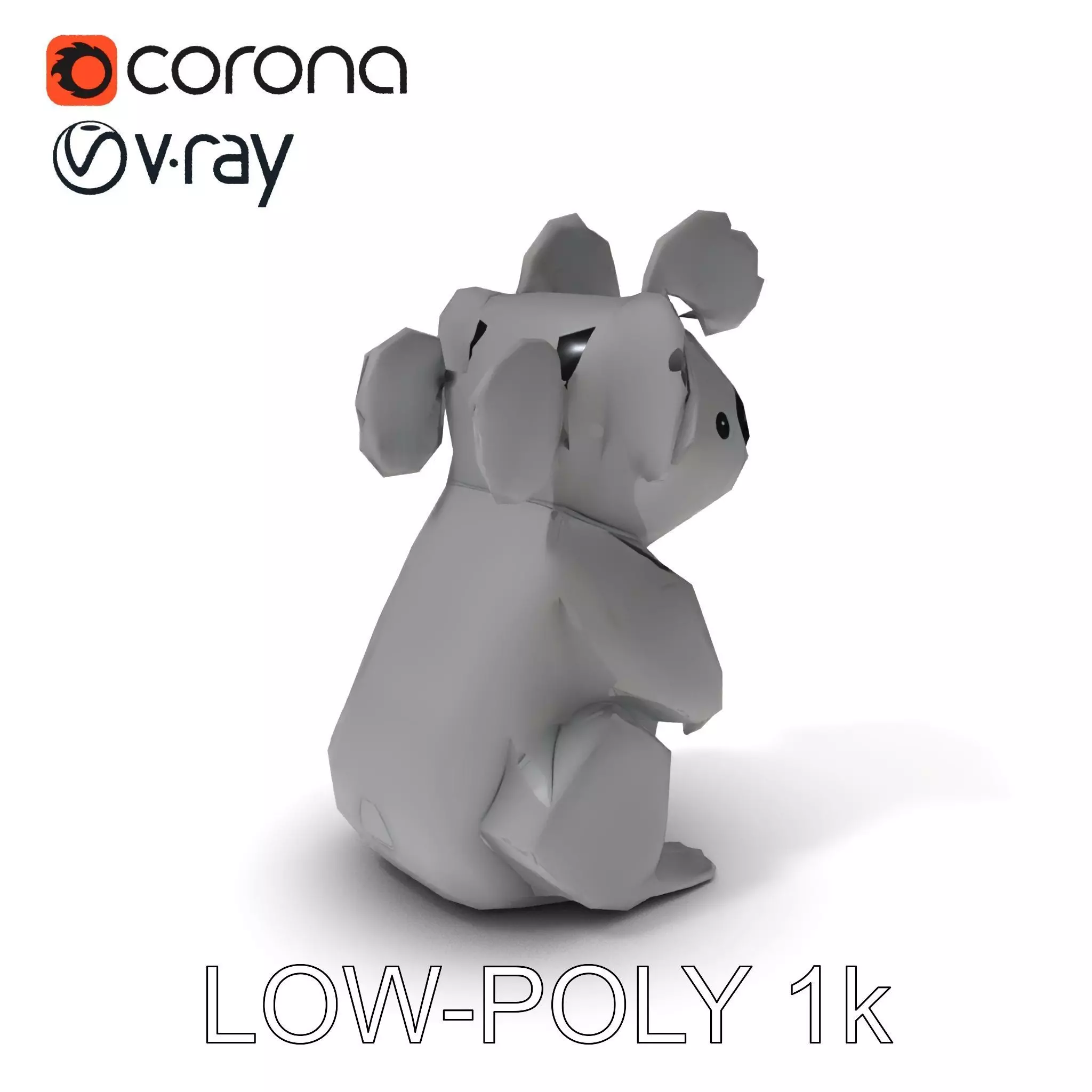 Origami Koala Model Pack for D Environments Low-poly 3D model_0