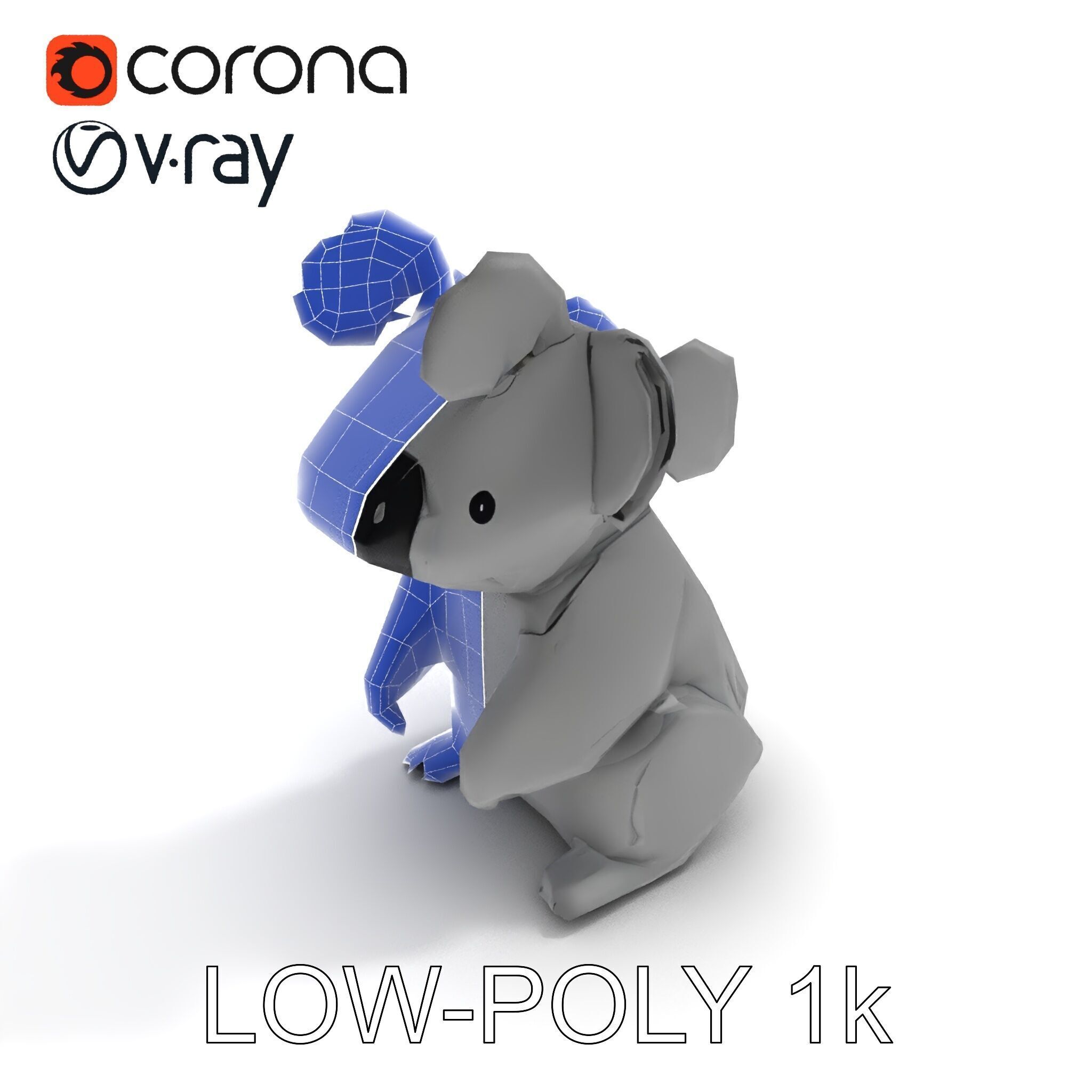 Origami Koala Model Pack for D Environments Low-poly 3D model_32