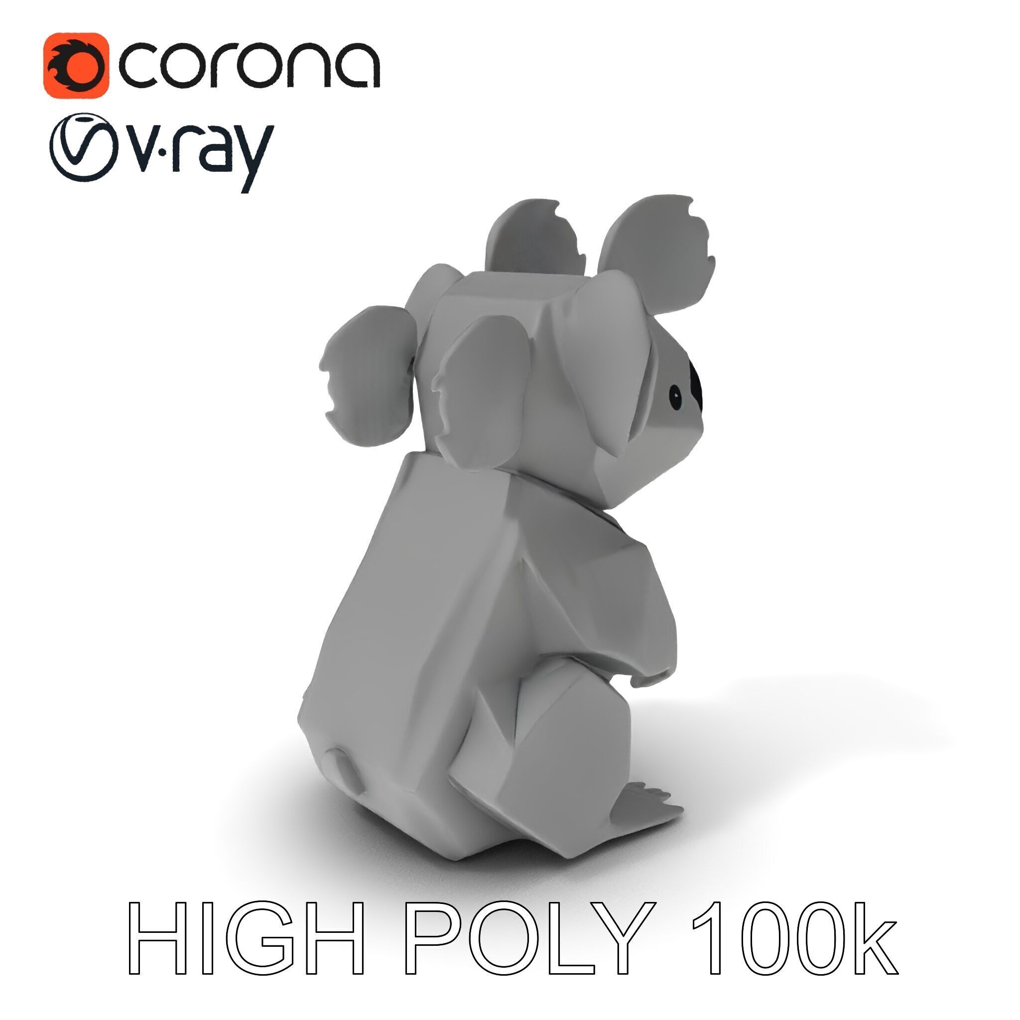 Origami Koala Model Pack for D Environments Low-poly 3D model_11