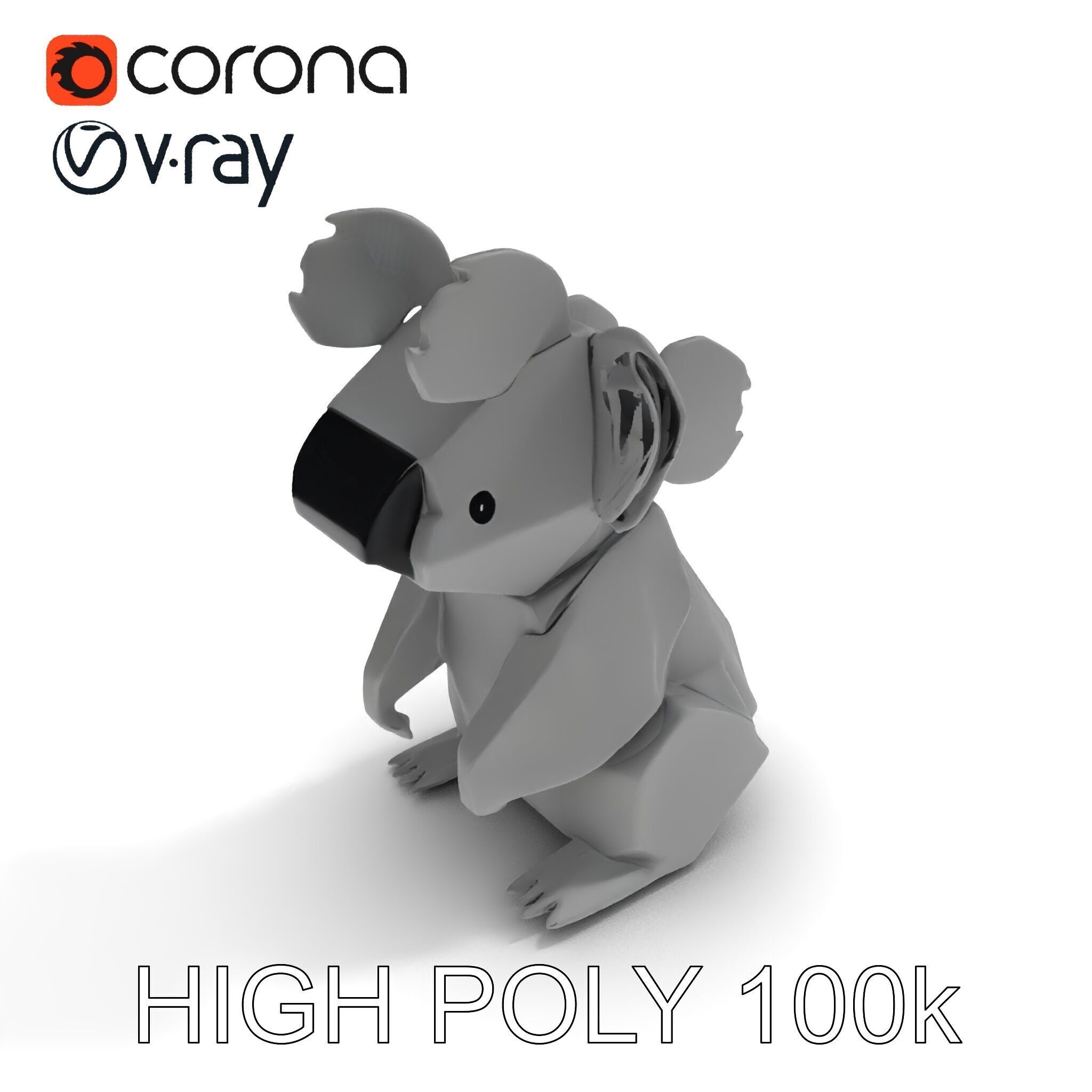 Origami Koala Model Pack for D Environments Low-poly 3D model_23