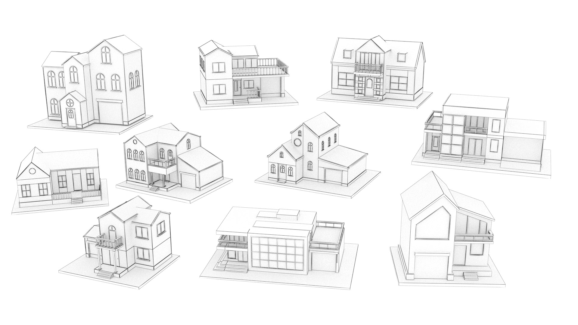 House Pack Low-poly 3D model_3