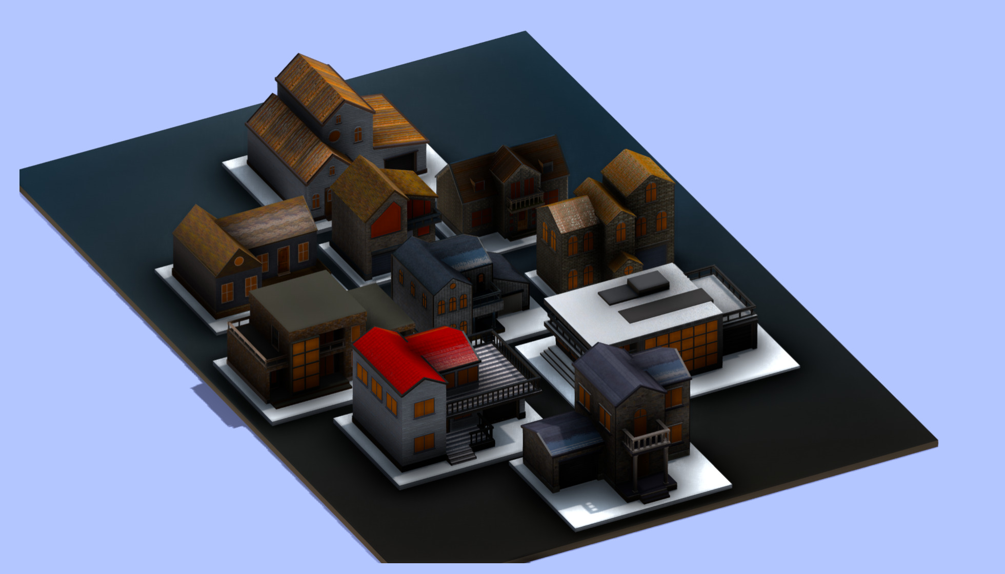 House Pack Low-poly 3D model_1