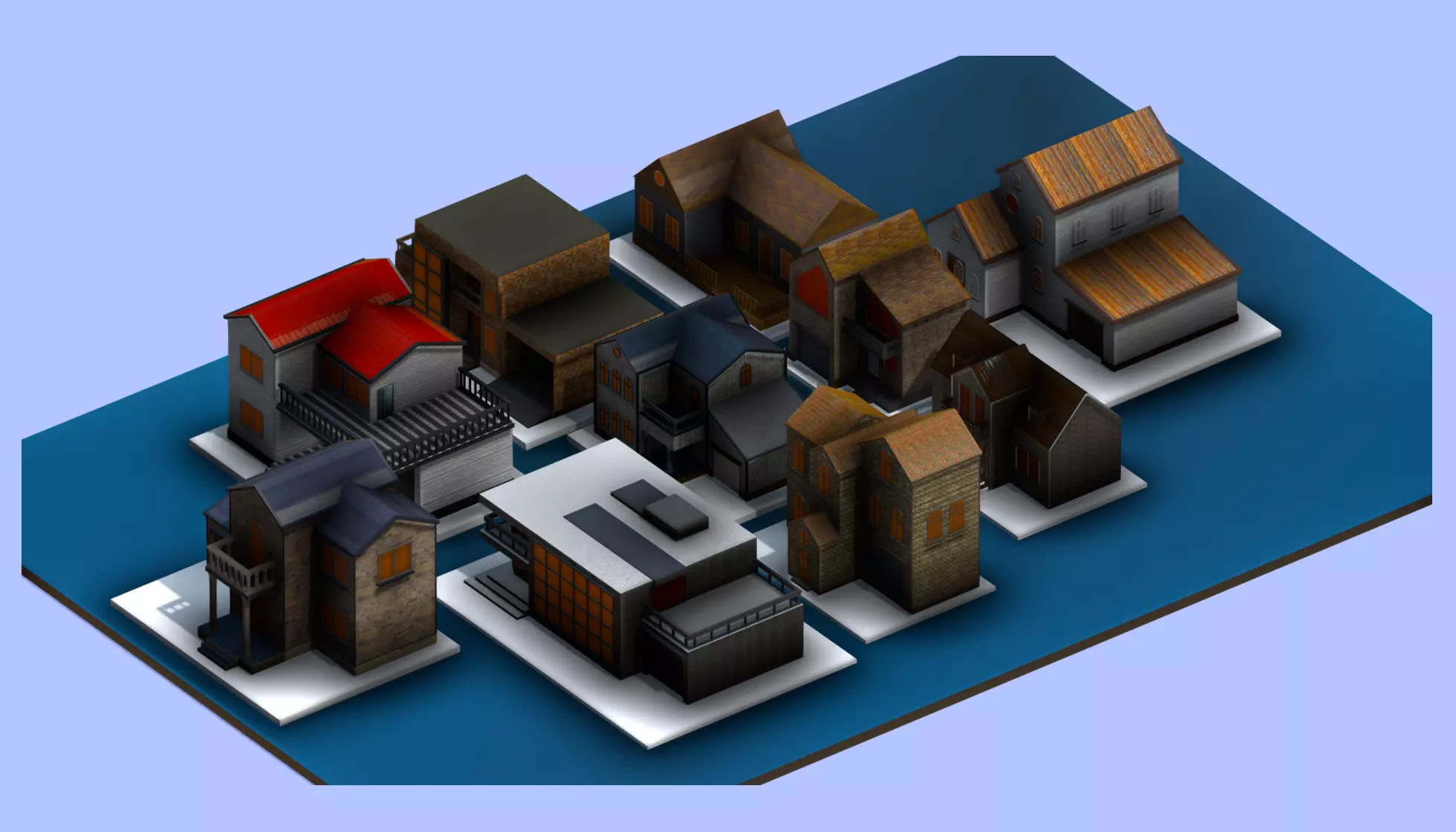 House Pack Low-poly 3D model_0