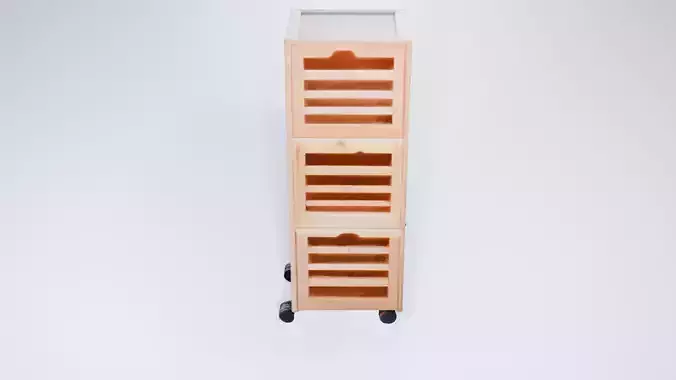 Low Poly Bookshelf with Drawers - Stylized Static Model