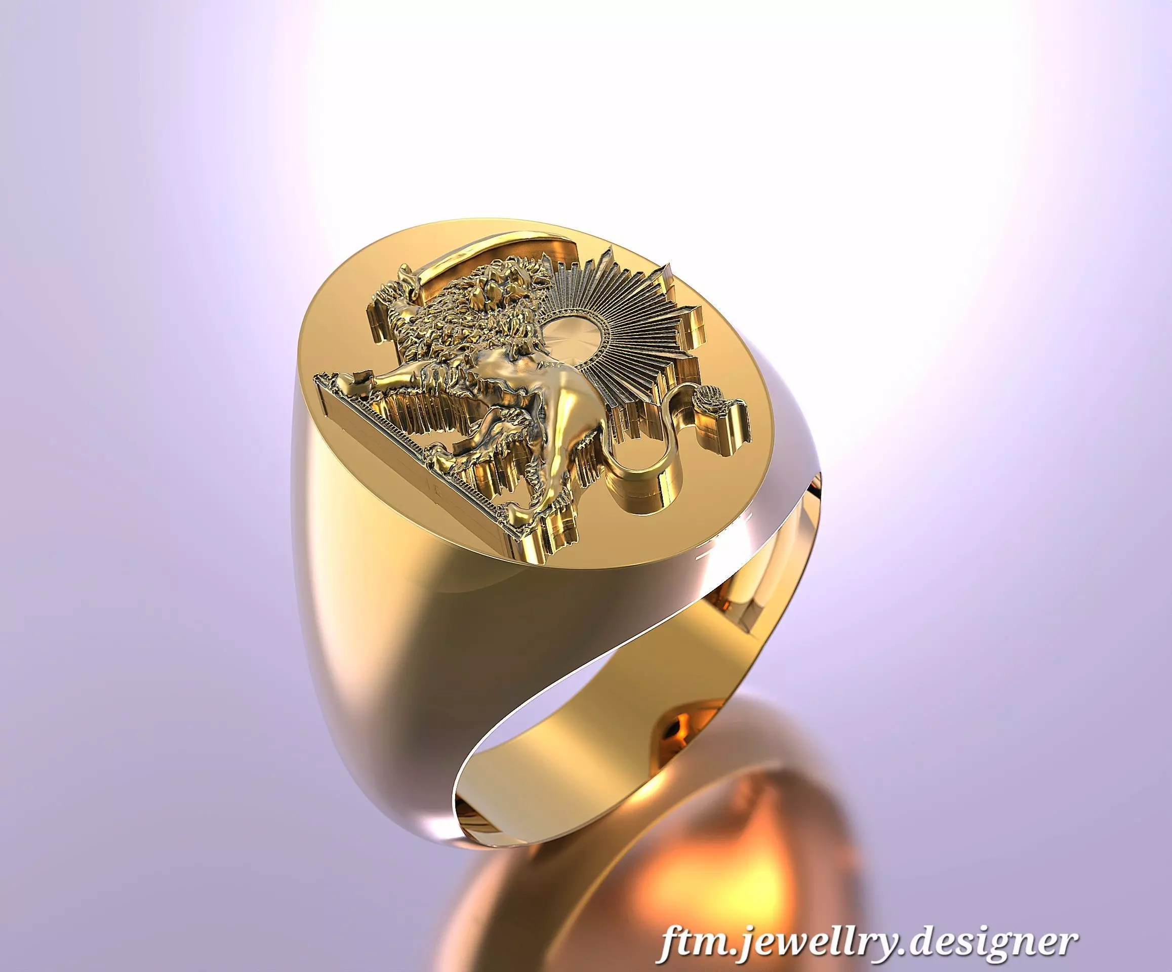 lion and sun ring 3D print model