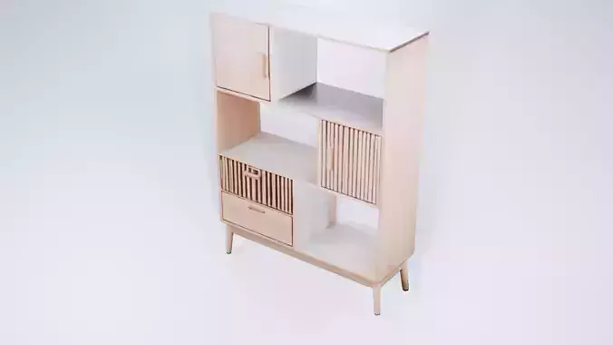 Low Poly Modern Shelf Unit - Stylized Static Model