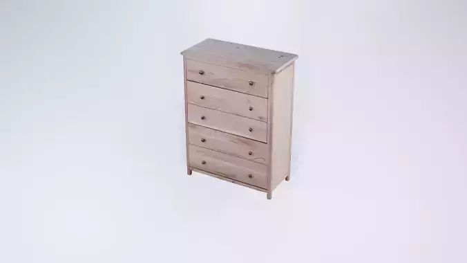Low Poly Bedroom Shelf with Drawers - Stylized Static Model