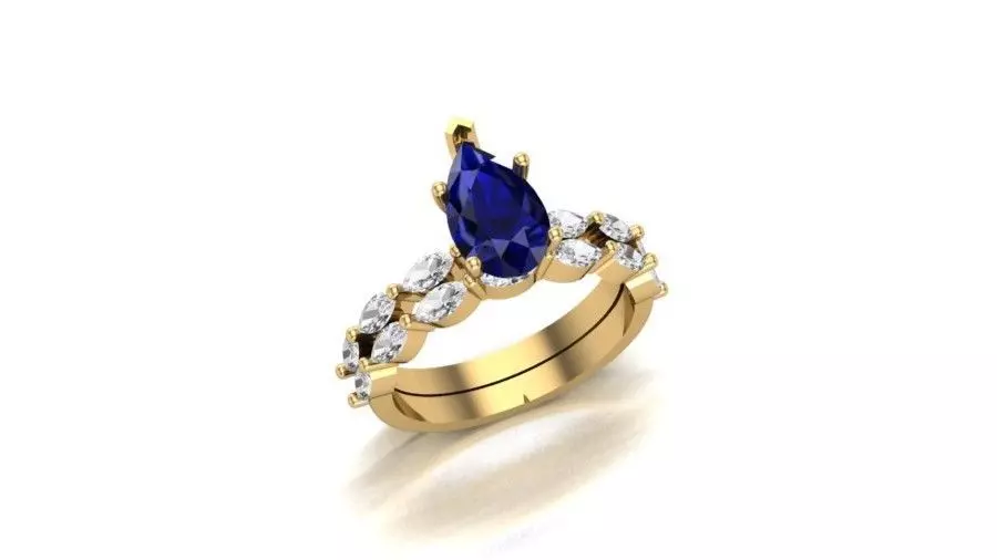 A Regal Flourish The Pear and Marquise Diamond Ring Band 3D print model