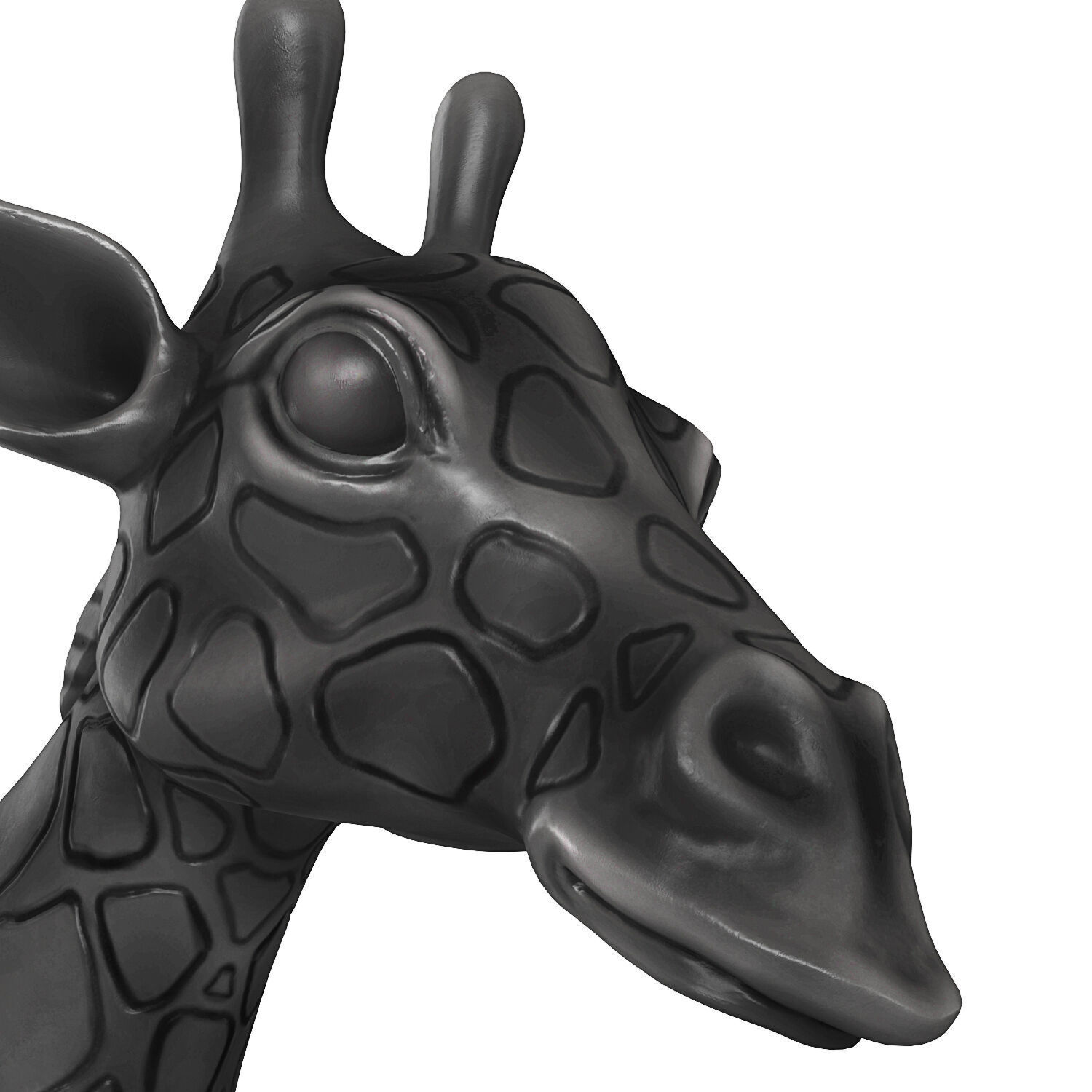 Decorative Giraffe Head Black 3D model_3