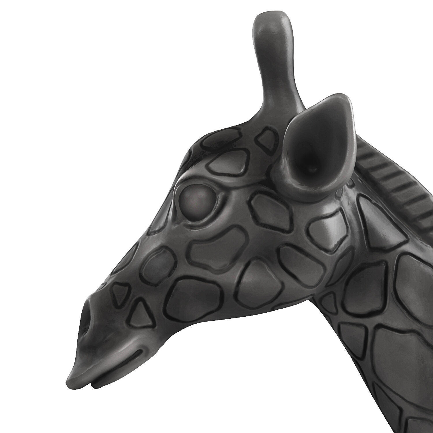 Decorative Giraffe Head Black 3D model_2