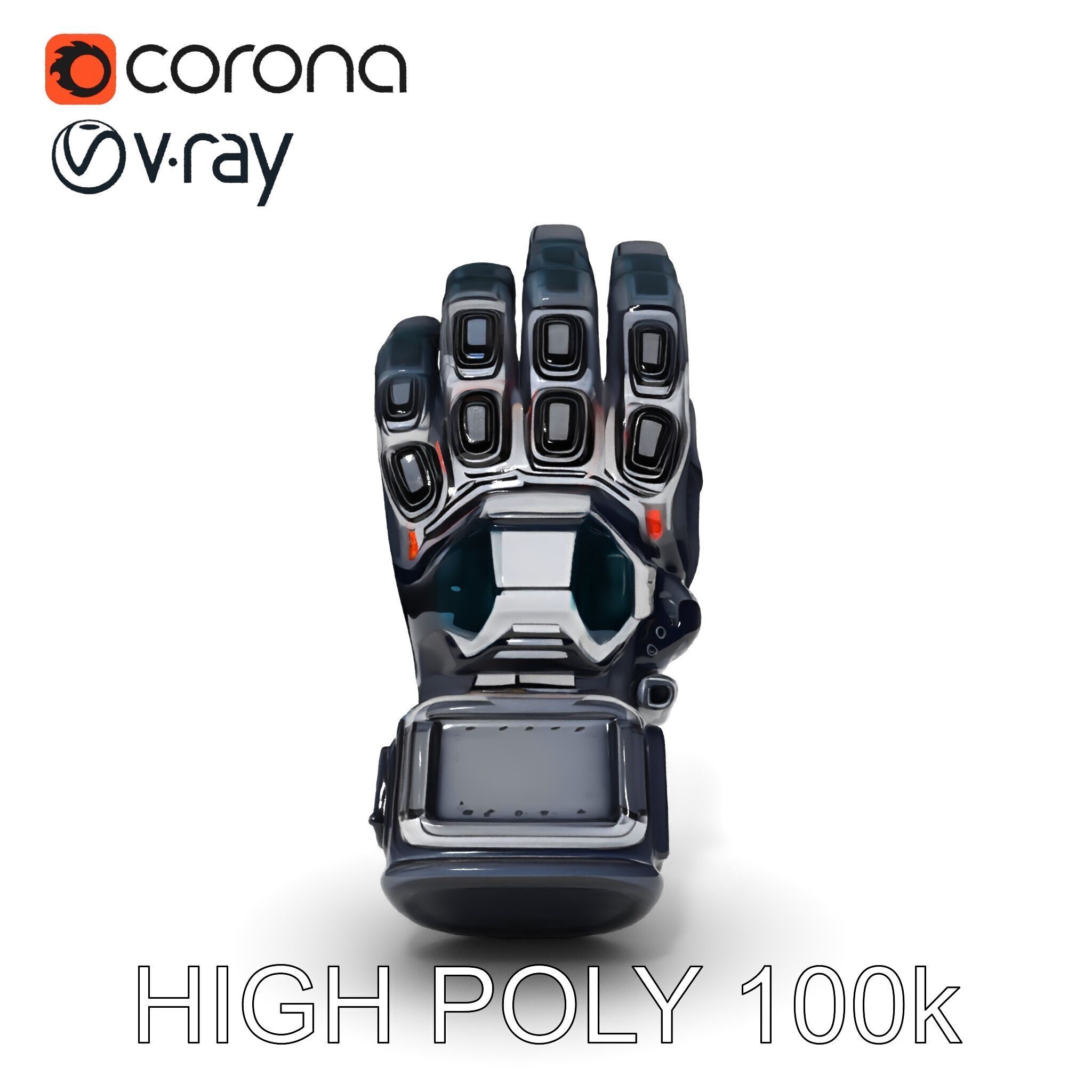 Futuristic Tech Glove Model Pack Low-poly 3D model_28