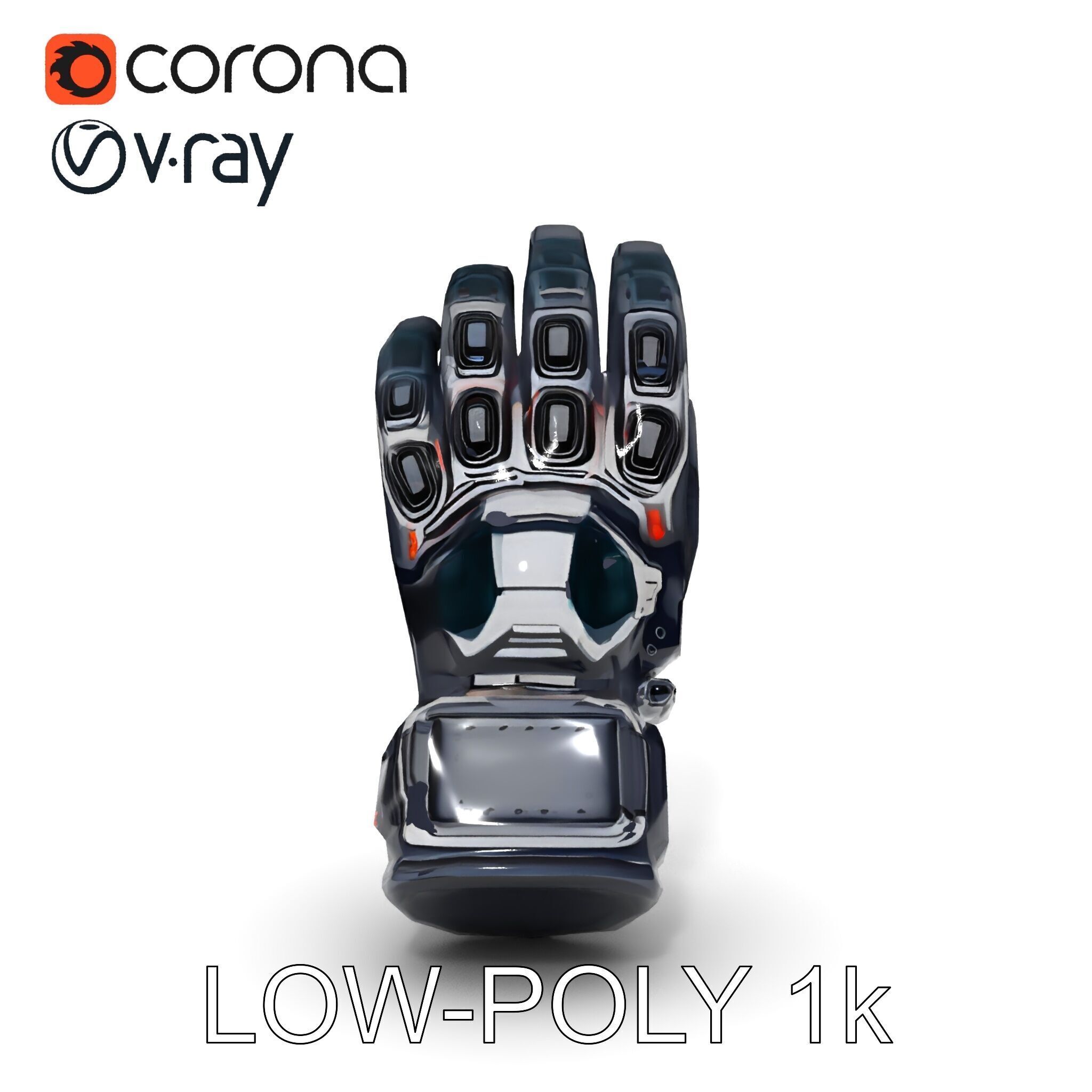 Futuristic Tech Glove Model Pack Low-poly 3D model_10