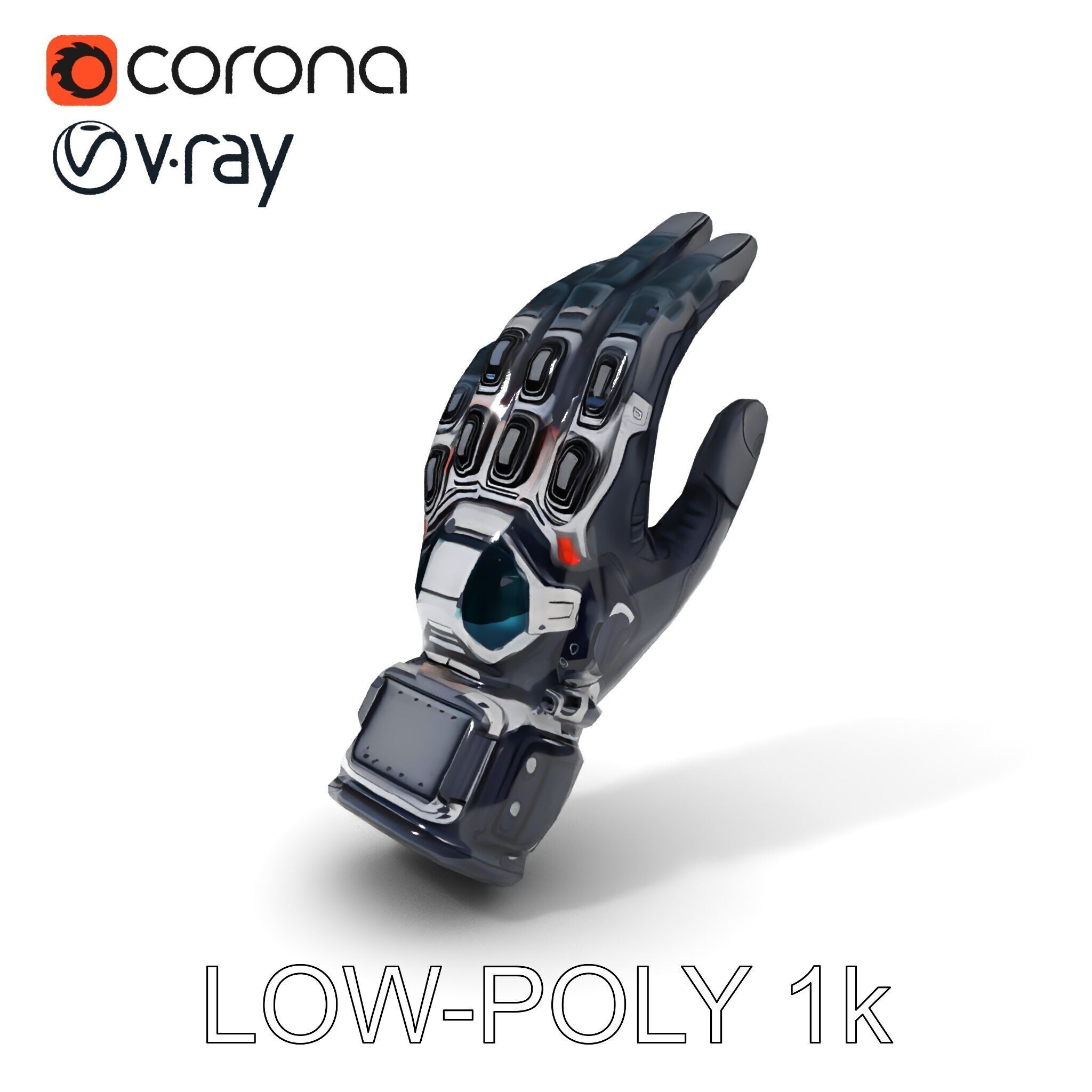 Futuristic Tech Glove Model Pack Low-poly 3D model_16