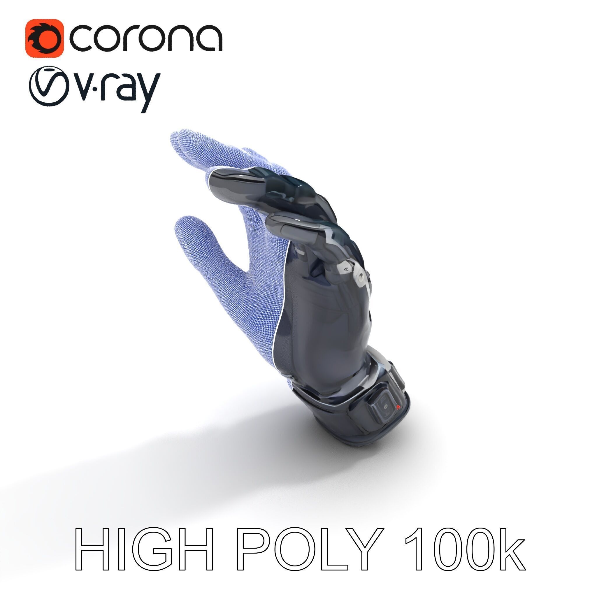 Futuristic Tech Glove Model Pack Low-poly 3D model_12