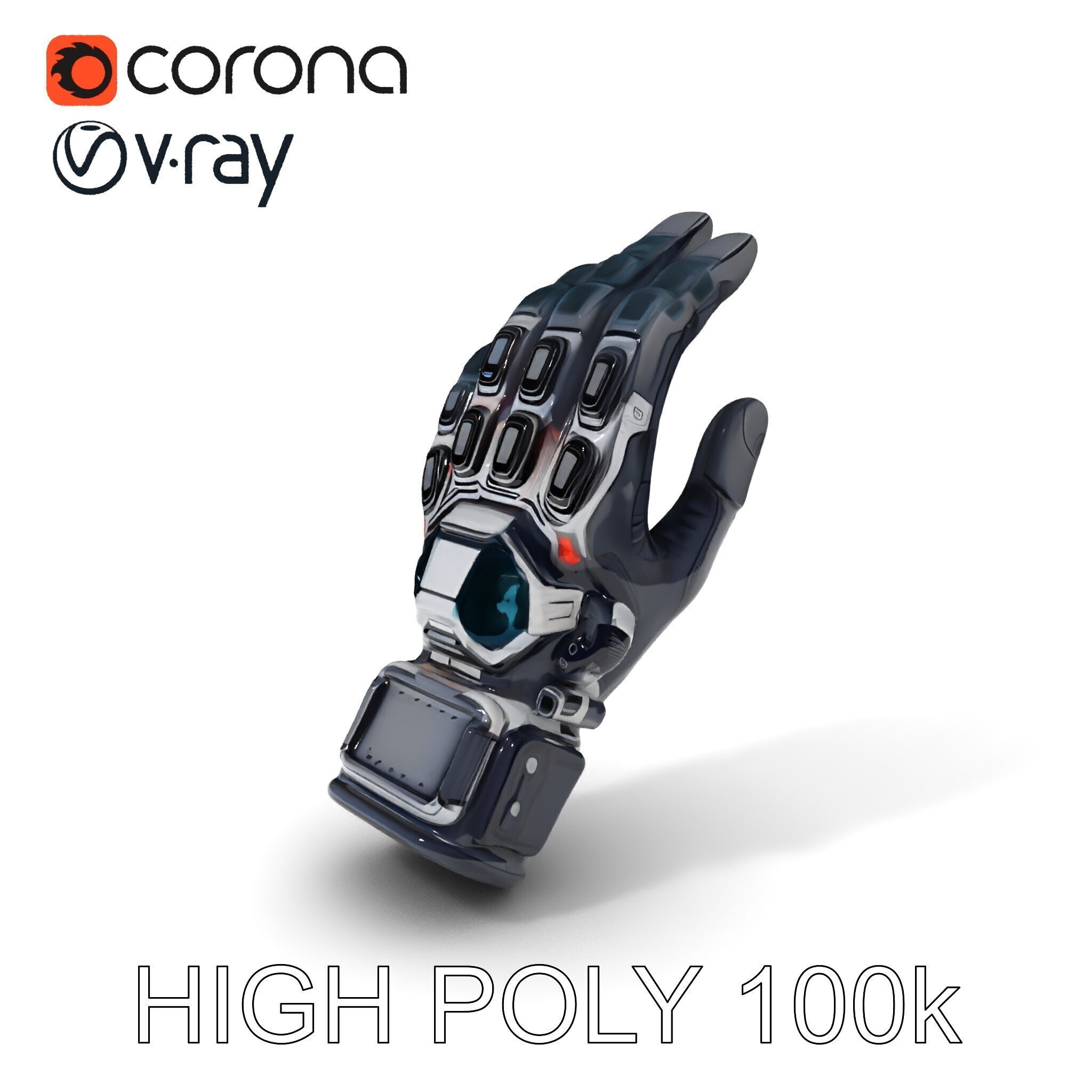 Futuristic Tech Glove Model Pack Low-poly 3D model_13
