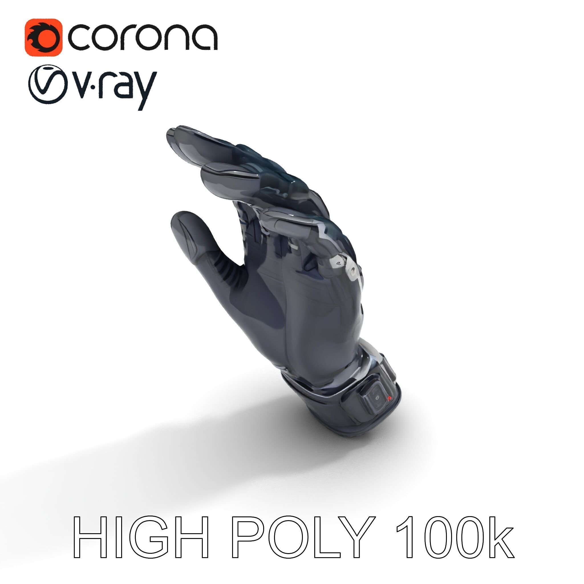 Futuristic Tech Glove Model Pack Low-poly 3D model_7