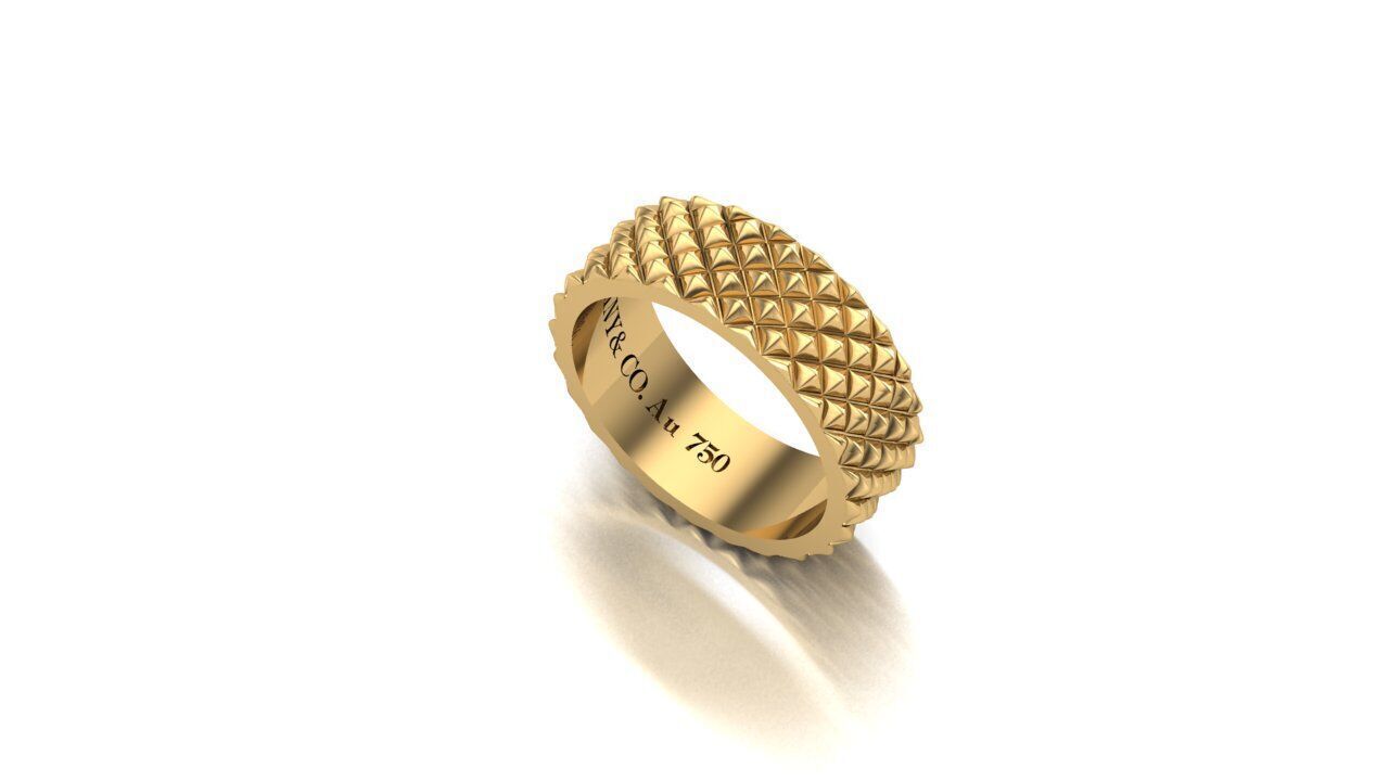 Geometric Gold Band with Textured Design  3D print model_1