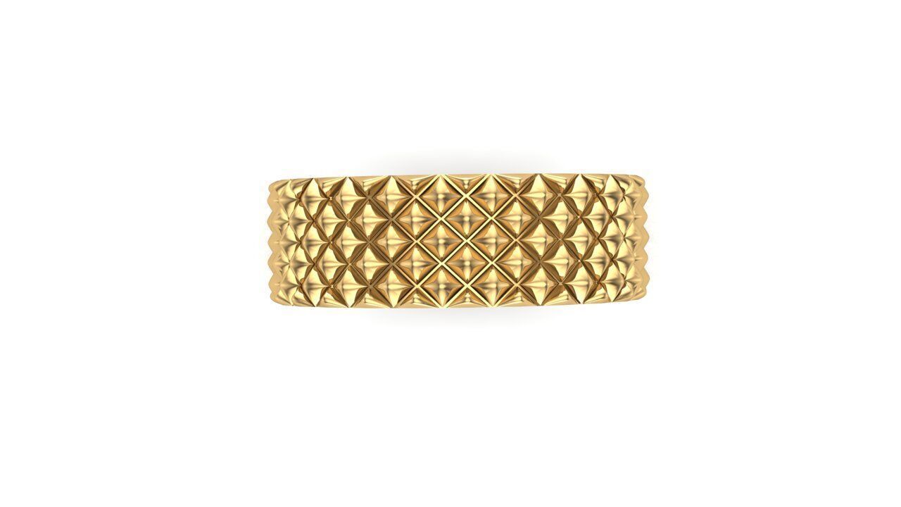 Geometric Gold Band with Textured Design  3D print model_2