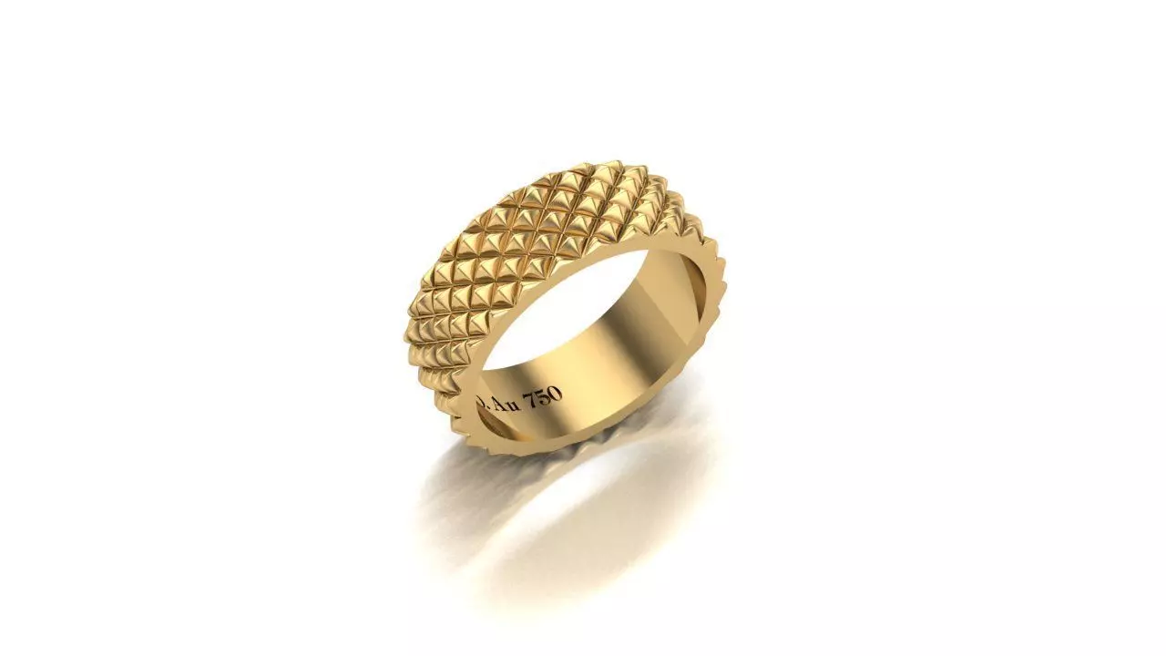 Geometric Gold Band with Textured Design  3D print model_0