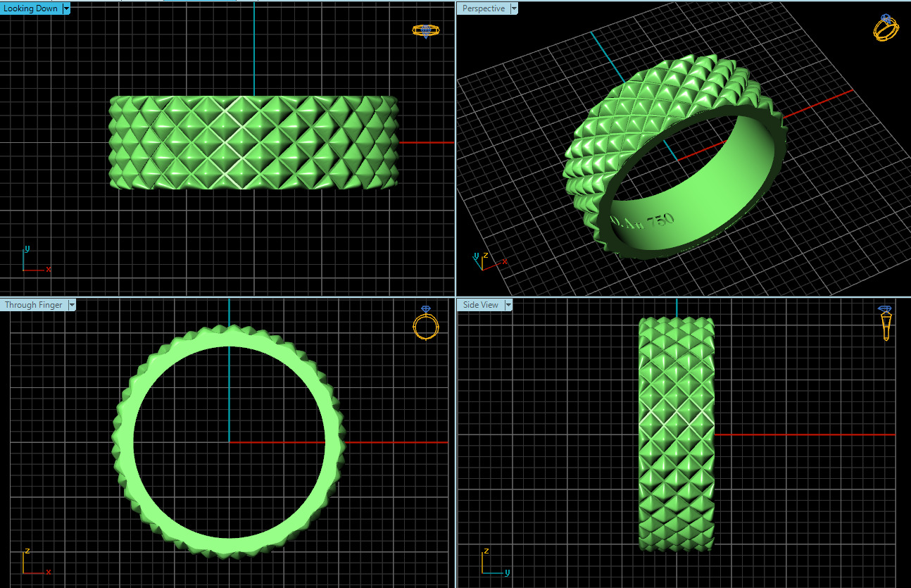 Geometric Gold Band with Textured Design  3D print model_3