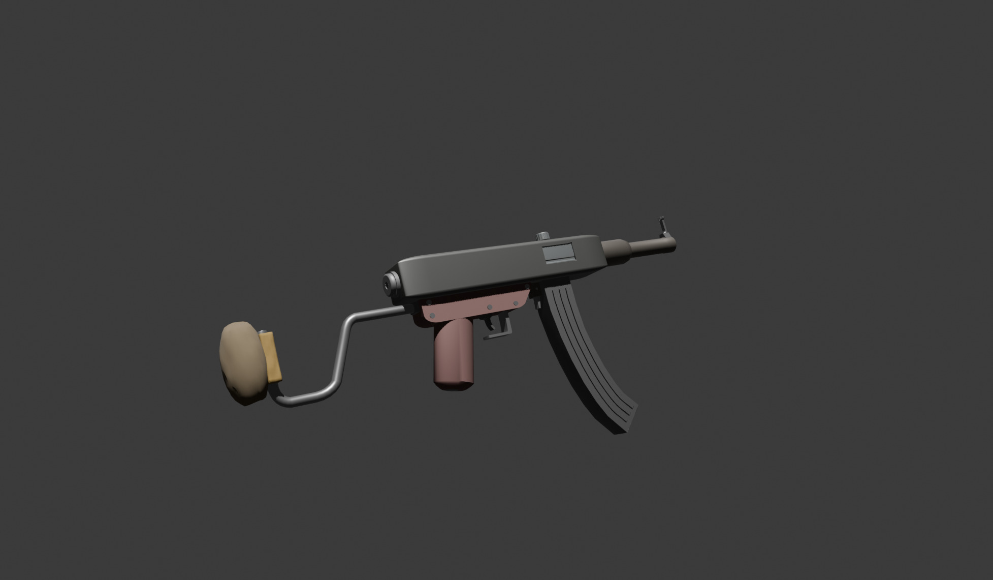 homemade Kalashnikov assault rifle Low-poly 3D model_7