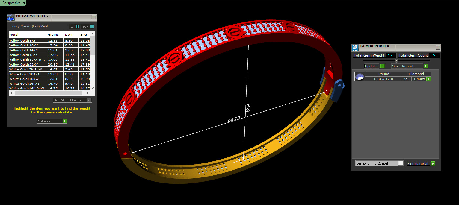 Triple Row Diamond Bracelet - FULL LOCK  3D print model_14