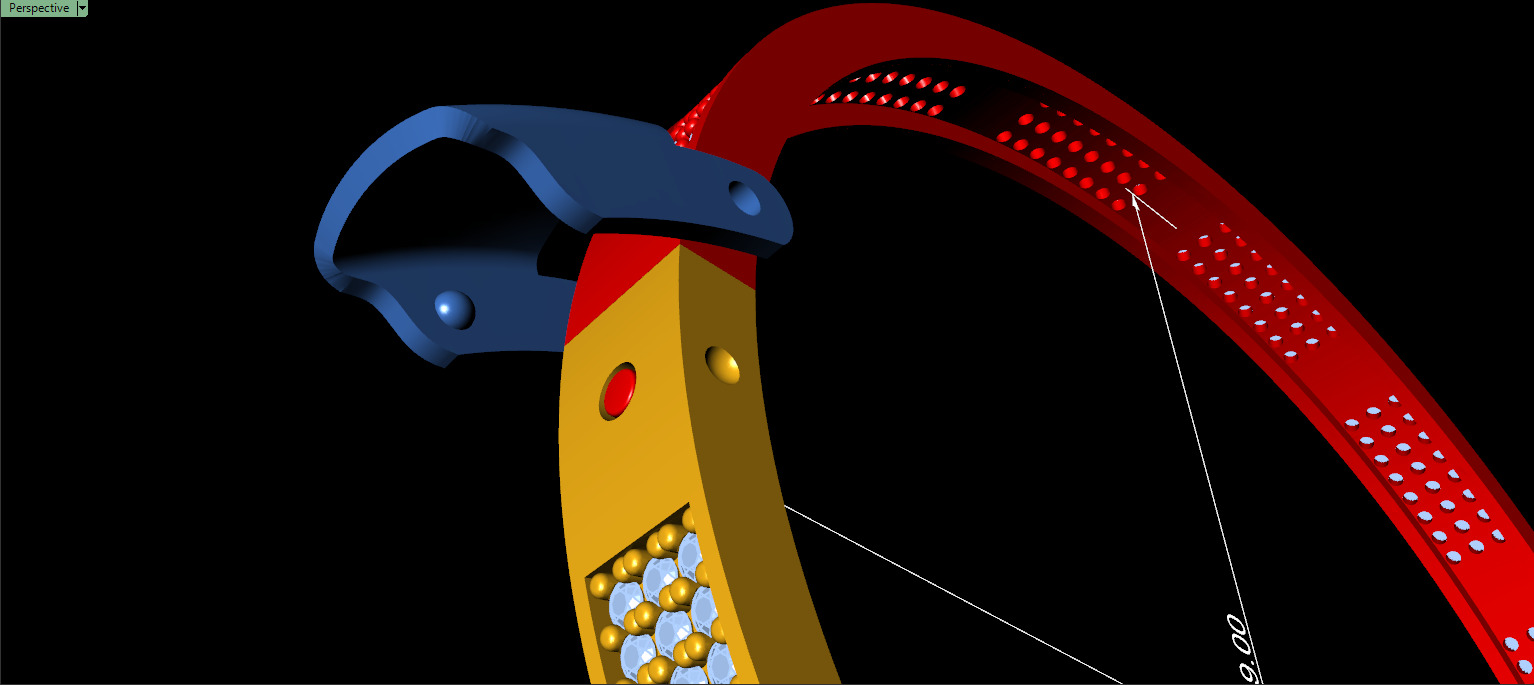 Triple Row Diamond Bracelet - FULL LOCK  3D print model_12