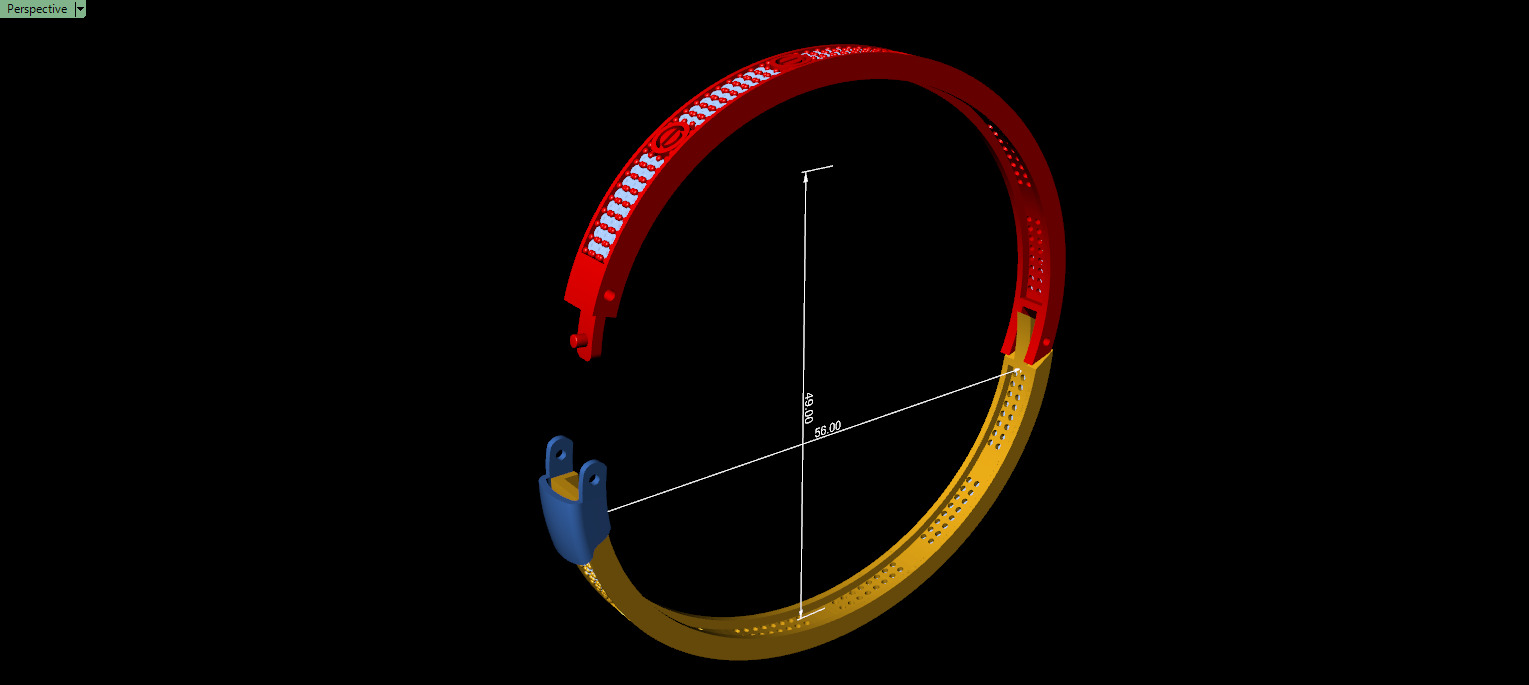 Triple Row Diamond Bracelet - FULL LOCK  3D print model_9