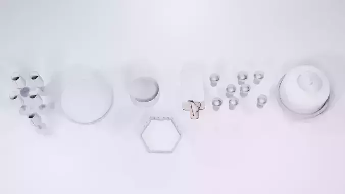 Low Poly Kitchen Accessories - Plates Glasses and More