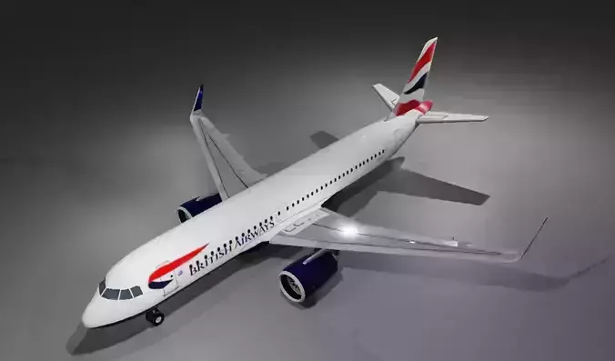 British Airways Airbus a320neo low poly 3D Model