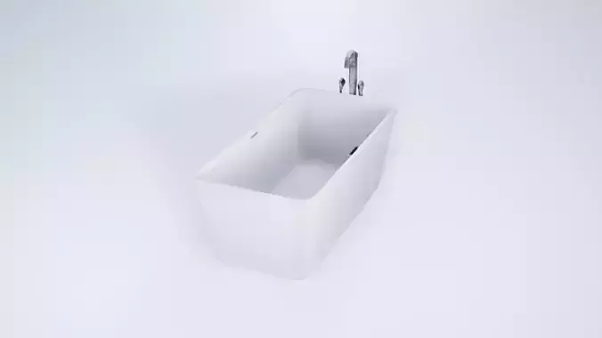 Low Poly Single Bathtub - Stylized Static Model