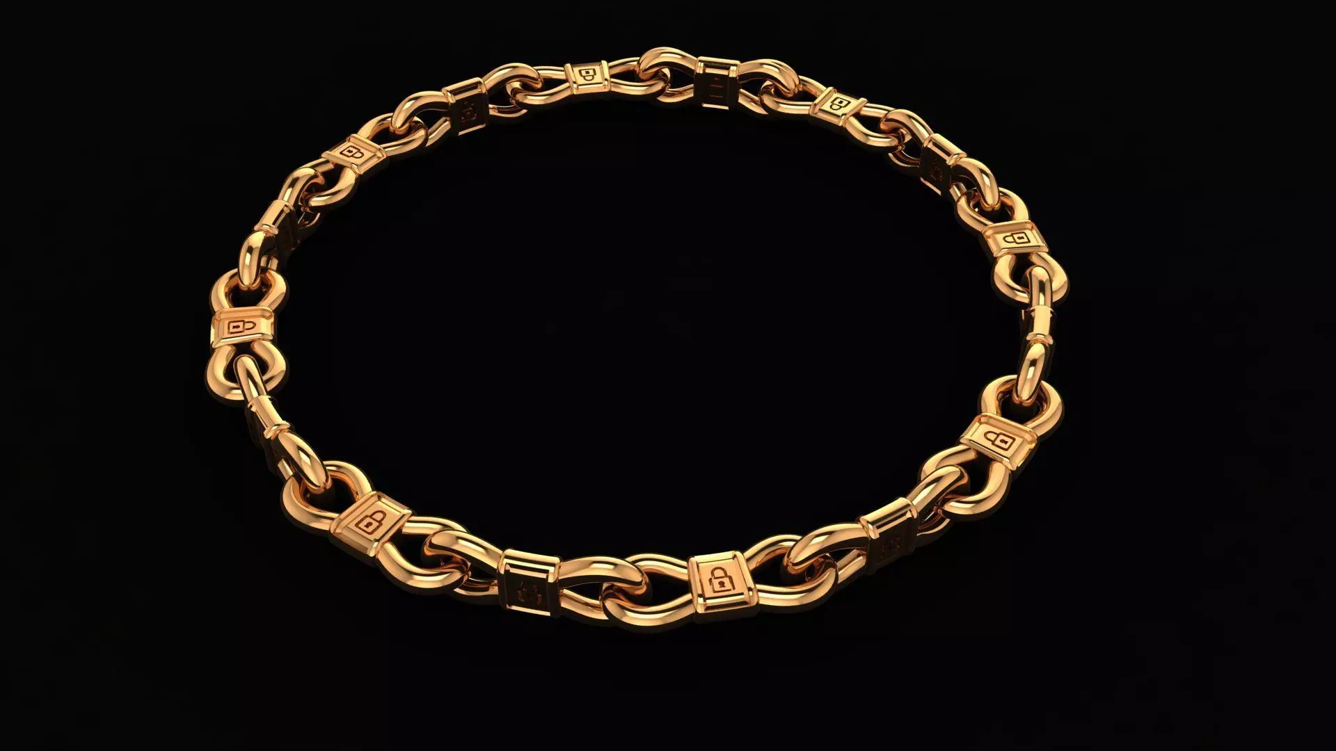 Rounded Loop Lock Chain with Lock Cut 18gm-18inch 3D print model