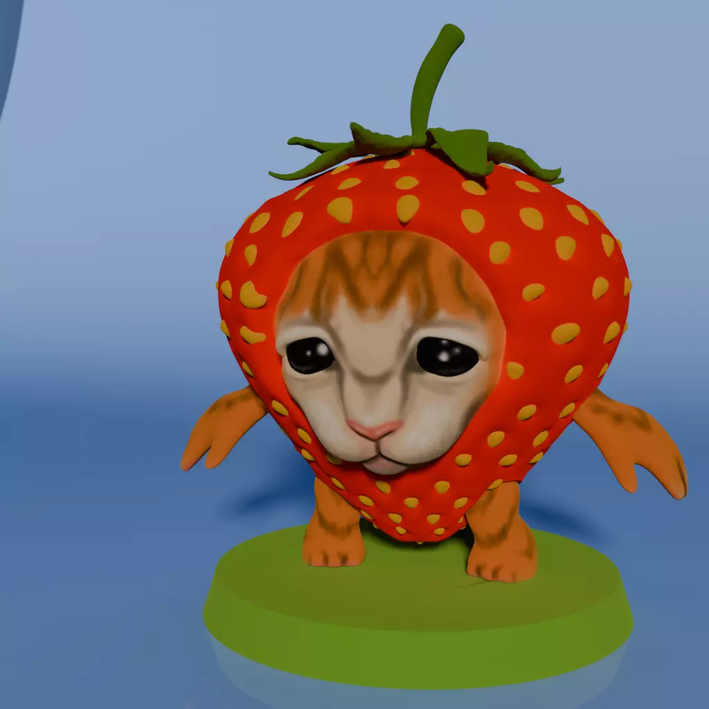 Strawberry Cat 3D print model 3D print model