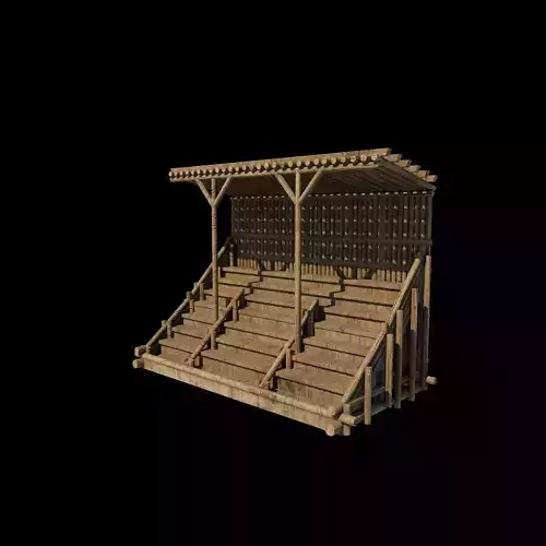 wooden bleacher tribune 3D model
