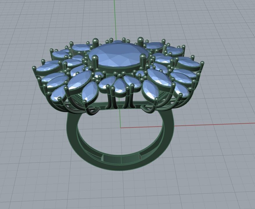 Marquise Gemstone Ring 3D print model_3