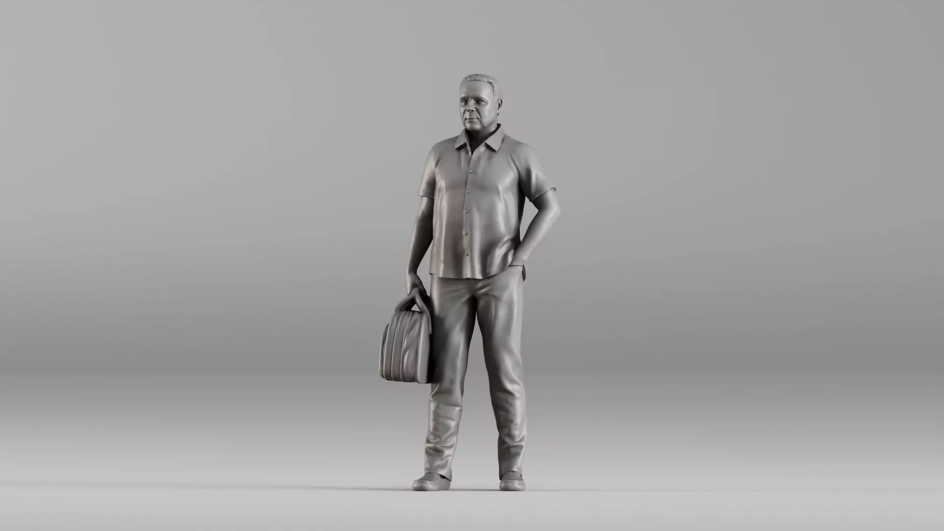 001606 Casual Man with Travel Bag 3D print model_0