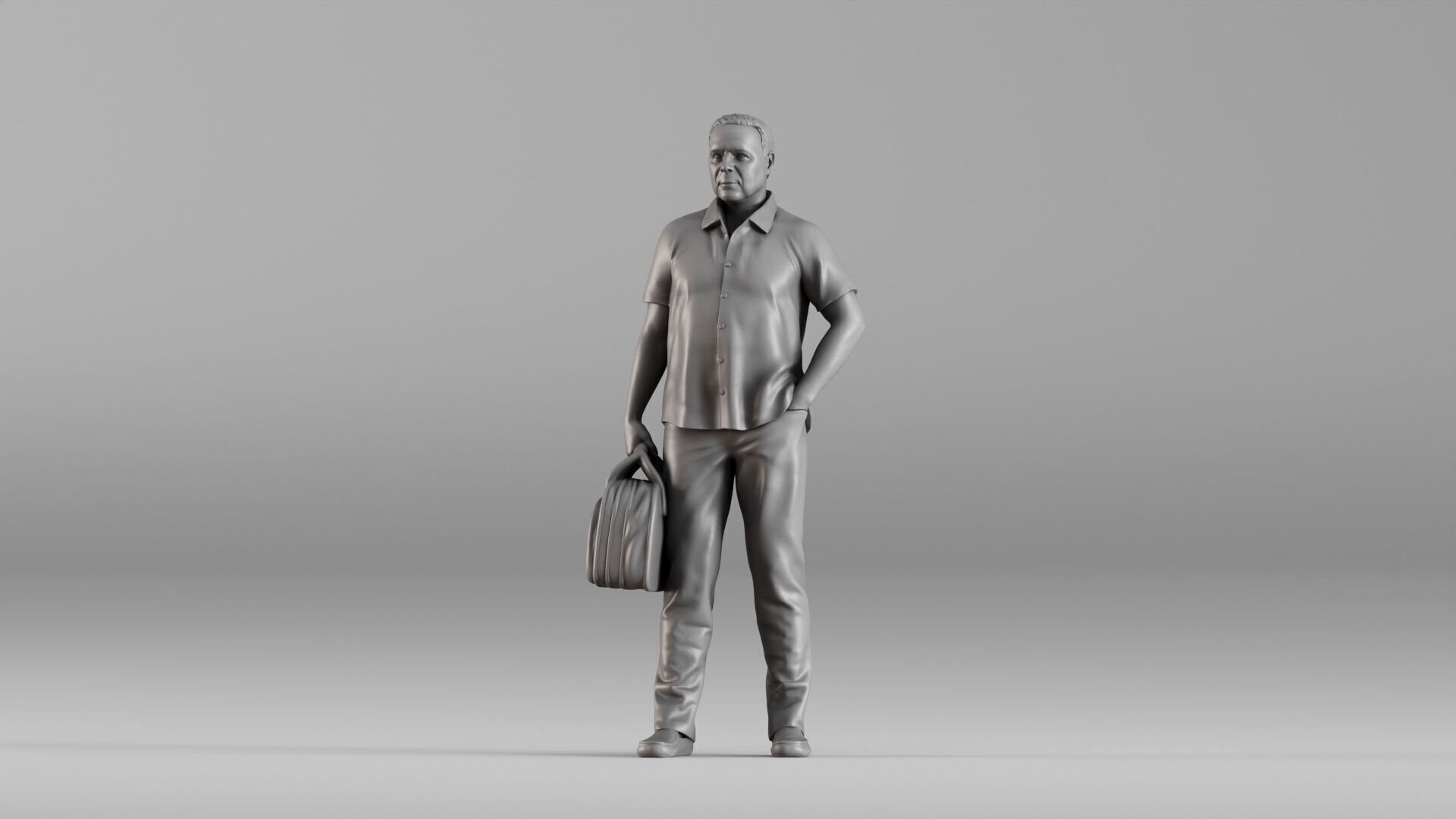 001606 Casual Man with Travel Bag 3D print model_1