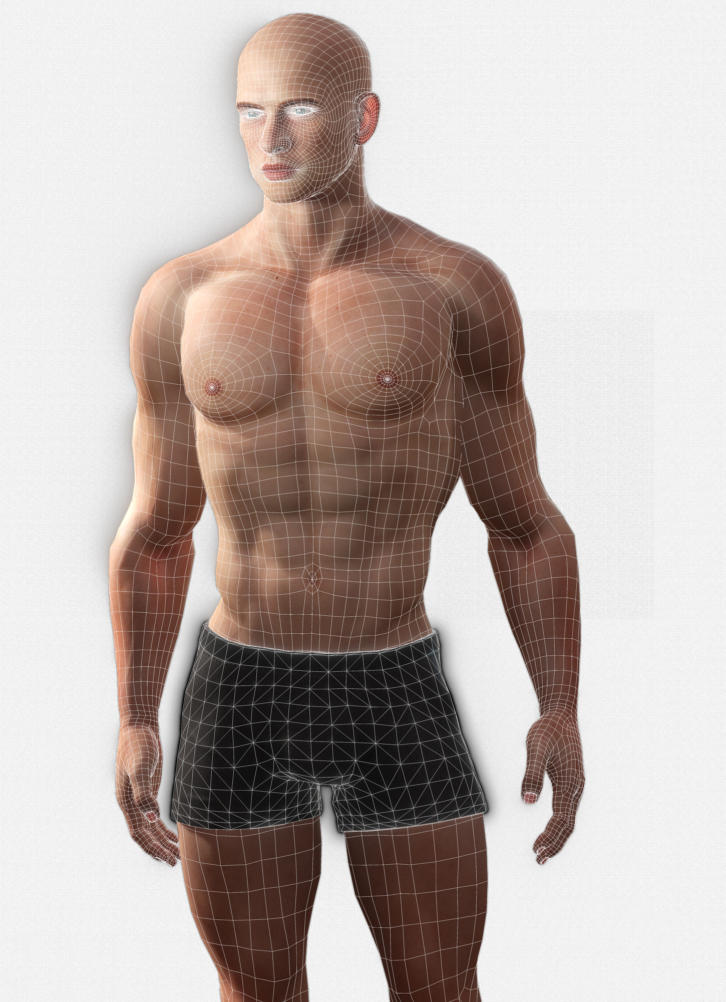 Base Mesh Realistic Human Male Body Rigged GameReady Free low-poly 3D model_17