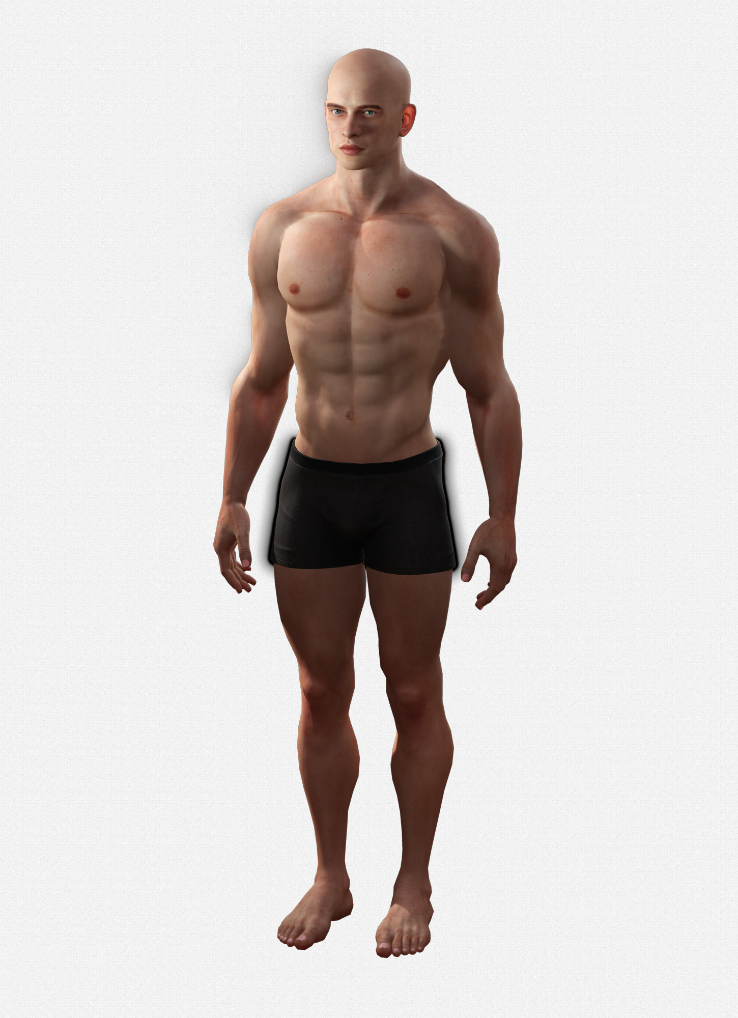 Base Mesh Realistic Human Male Body Rigged GameReady Free low-poly 3D model_13