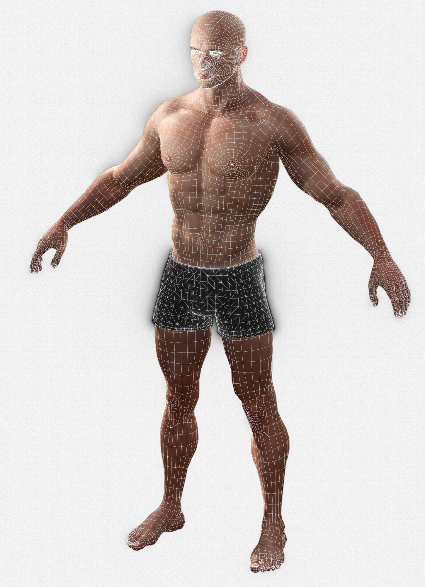 Base Mesh Realistic Human Male Body Rigged GameReady Free low-poly 3D model_12