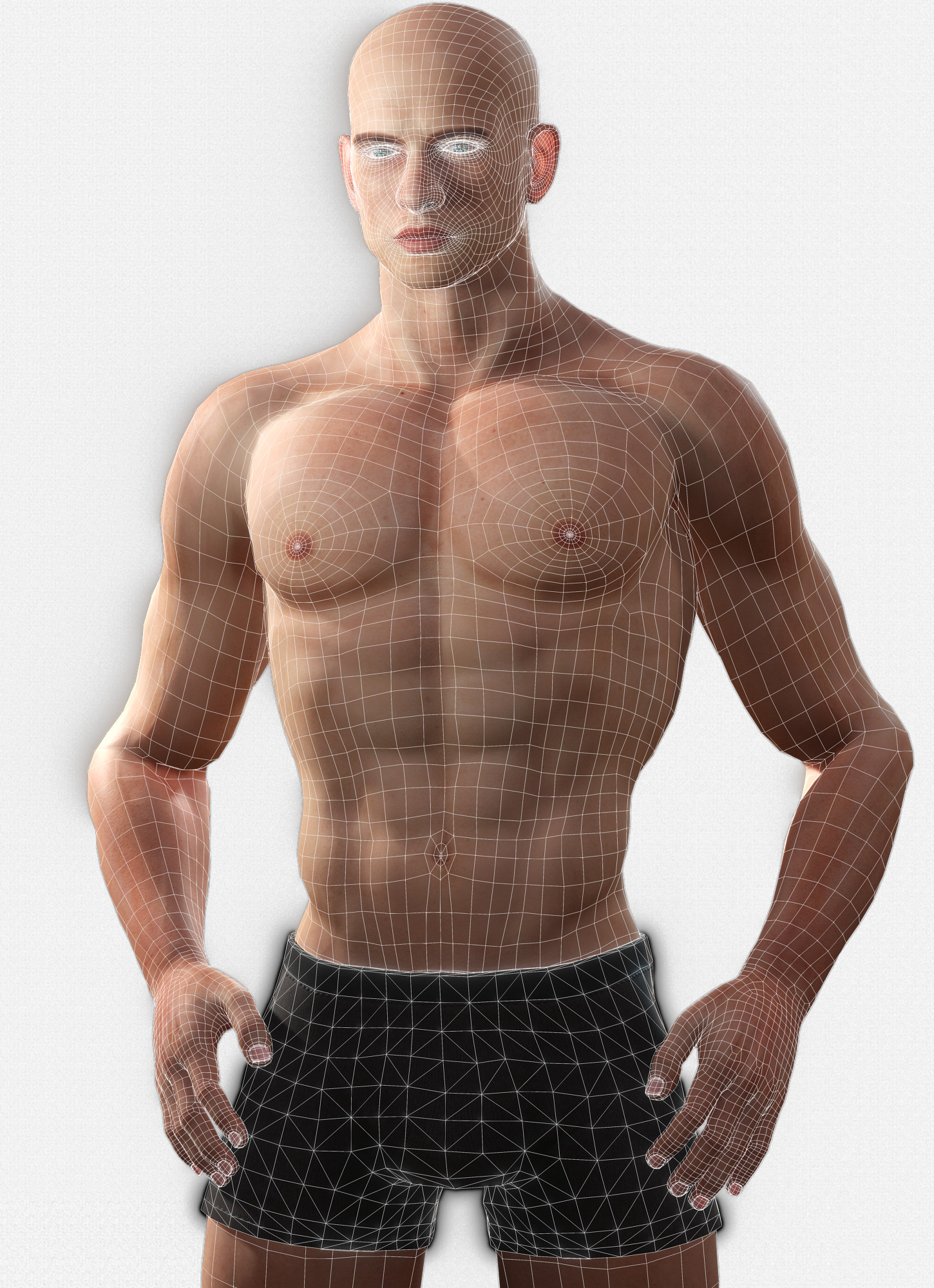 Base Mesh Realistic Human Male Body Rigged GameReady Free low-poly 3D model_19