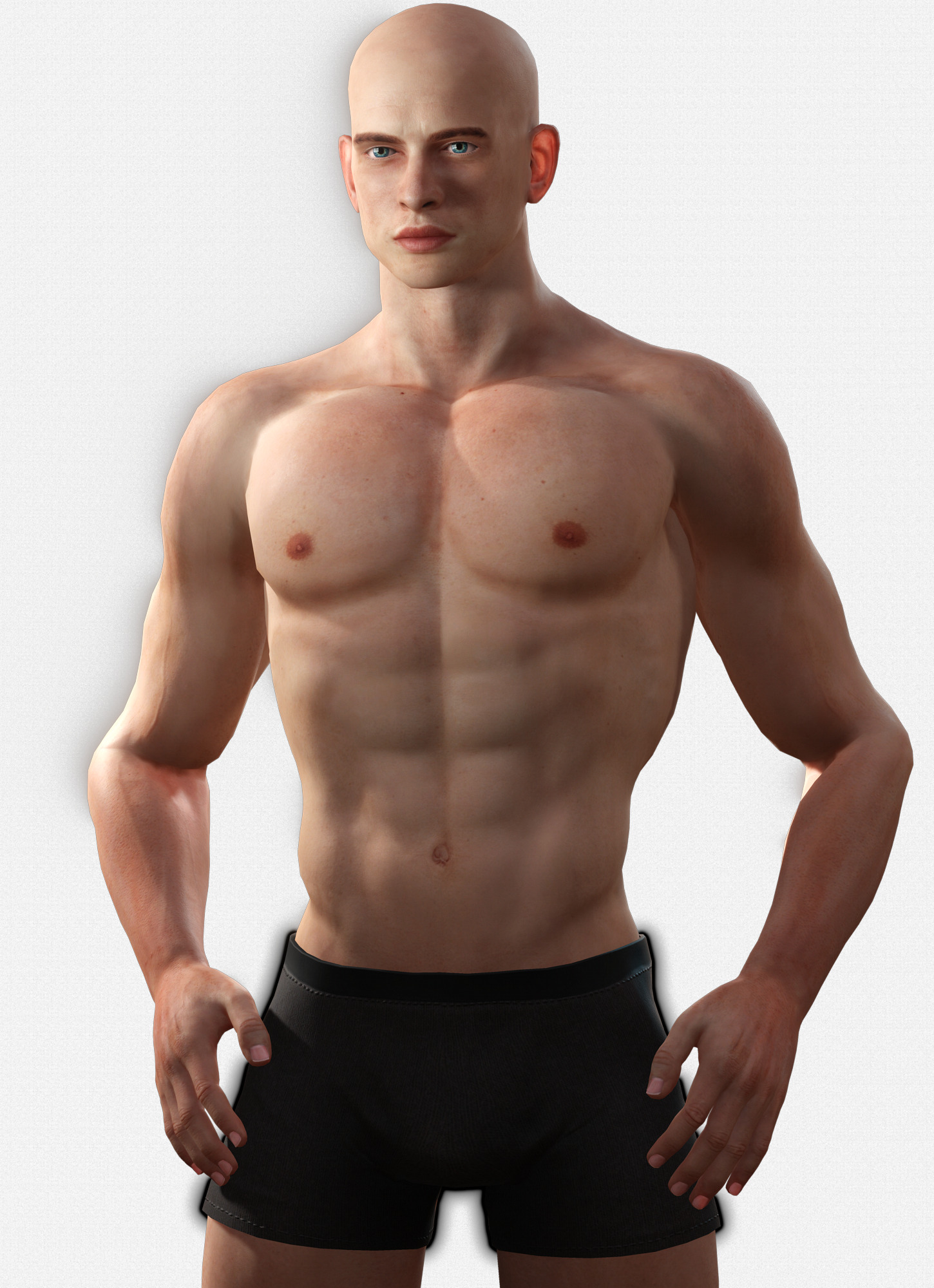 Base Mesh Realistic Human Male Body Rigged GameReady Free low-poly 3D model_18