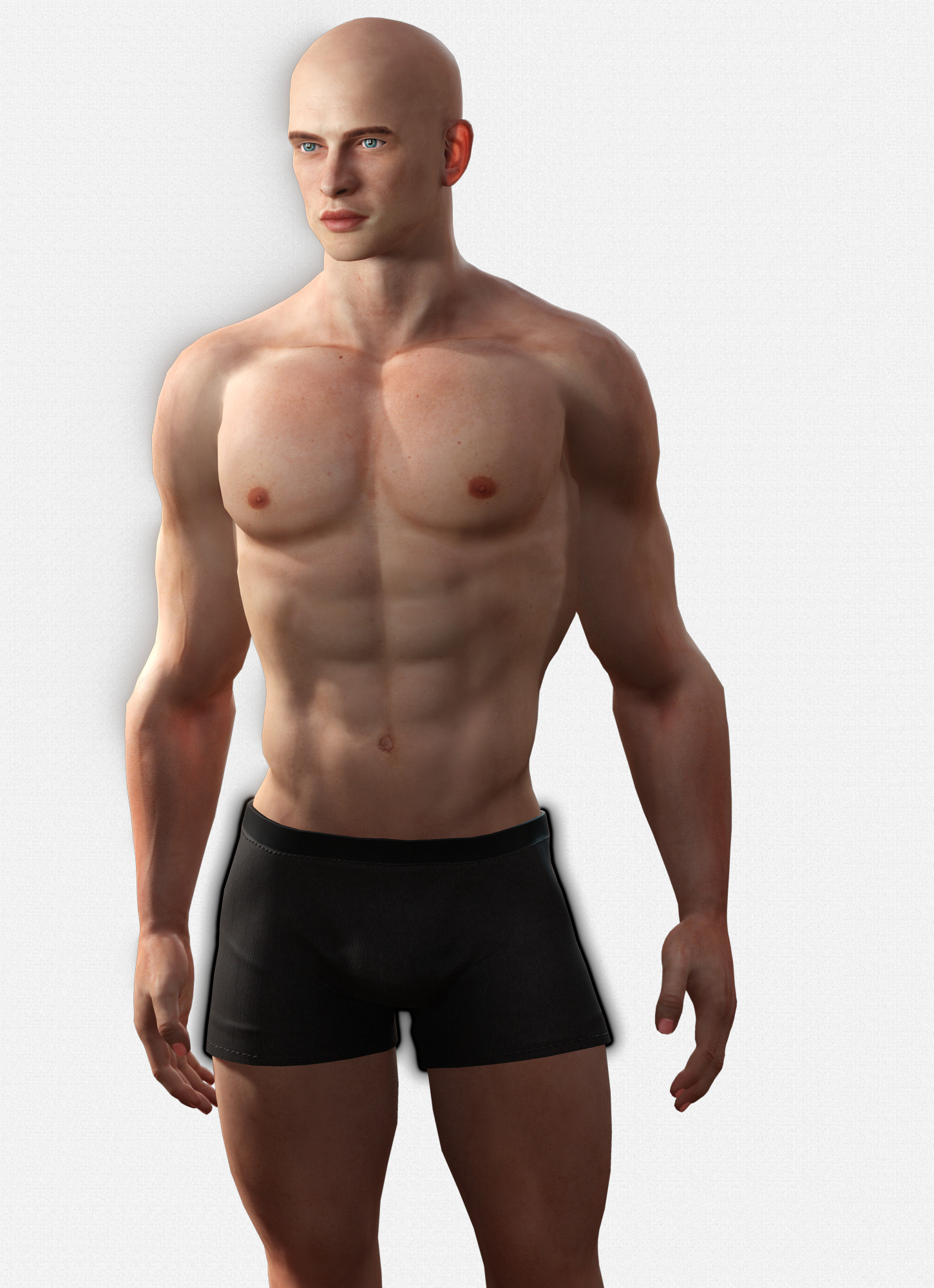 Base Mesh Realistic Human Male Body Rigged GameReady Free low-poly 3D model_16